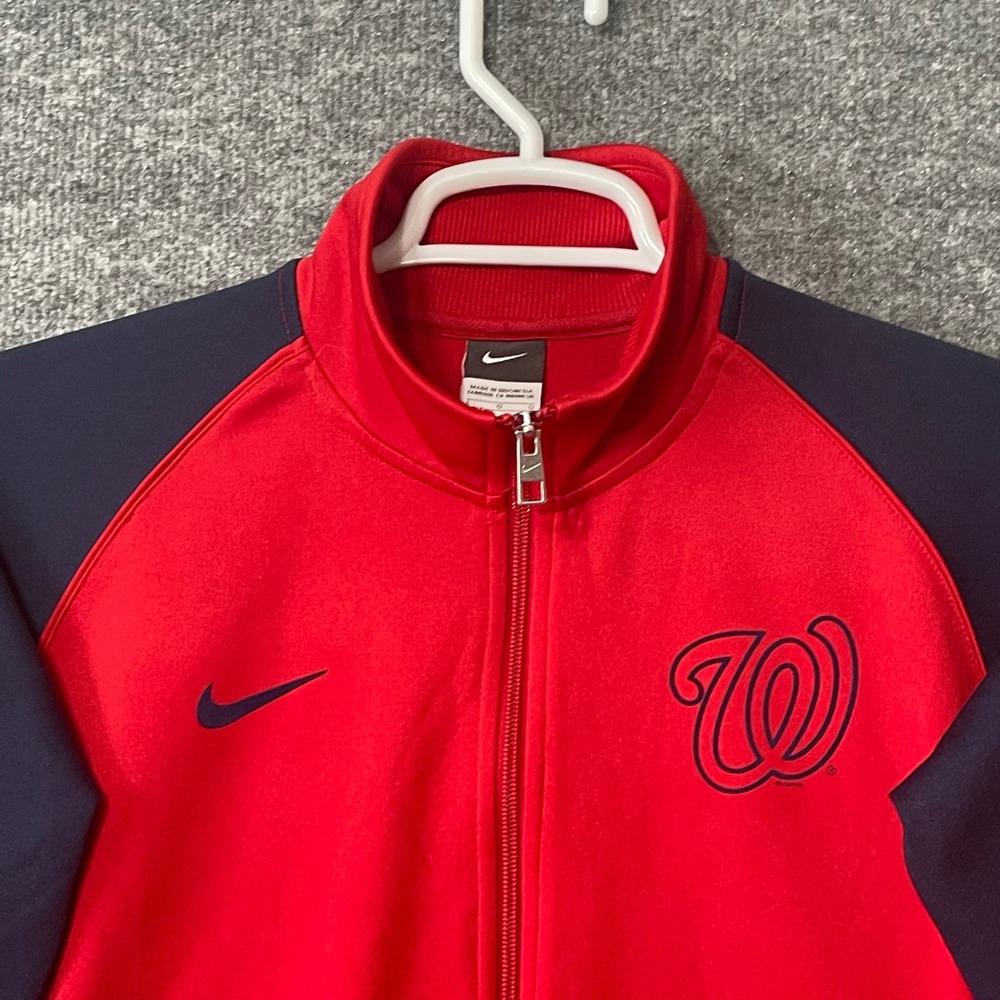 Nike Washington Nationals MLB Track Jacket Womens Large Red Navy Full Zip 31297X